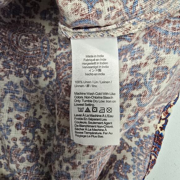 J. Crew Top Size S Fleur Sleeveless Paisley Floral Ruffle Neck Blouse Linen Prep - Picture 7 of 7